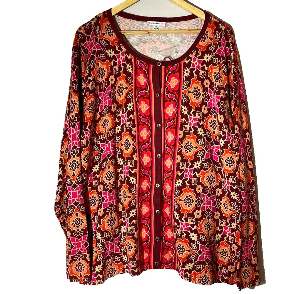 ISAAC MIZRAHI LIVE! Women’s Lightweight Cardigan Size 3X Multi Colored